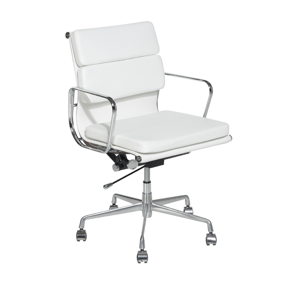 CADEIRA DE ESCRITÓRIO EAMES 2 BRANCA COM RODAS - 110x50