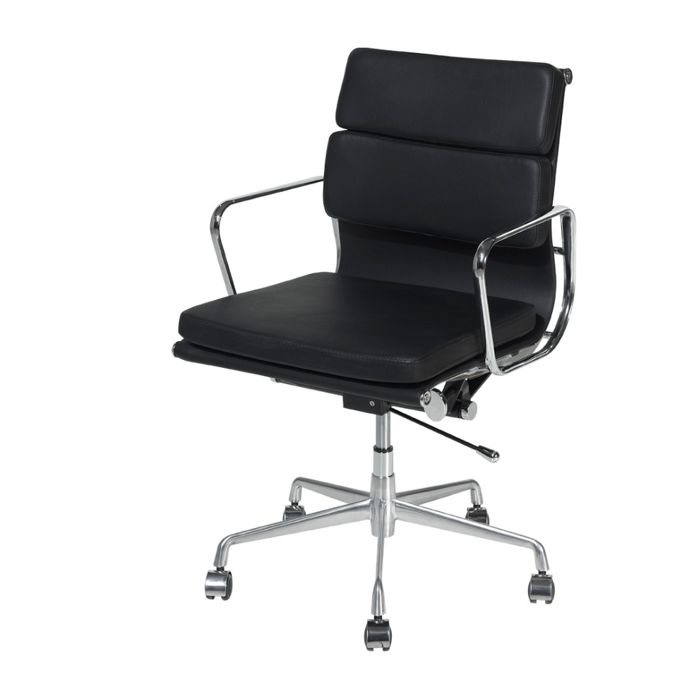 CADEIRA DE ESCRITÓRIO EAMES 2 PRETA COM RODAS - 110x50