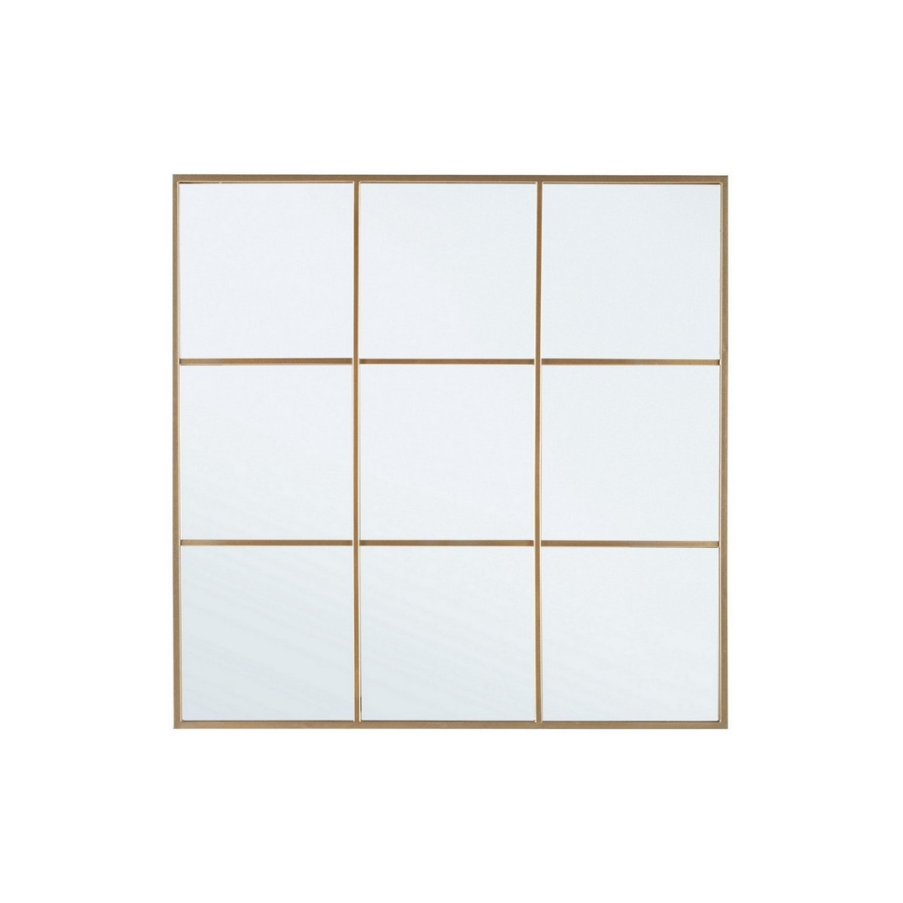ESPELHO JANELA DE NÚCLEOS DOURADO C/MOLDURA - 90x90