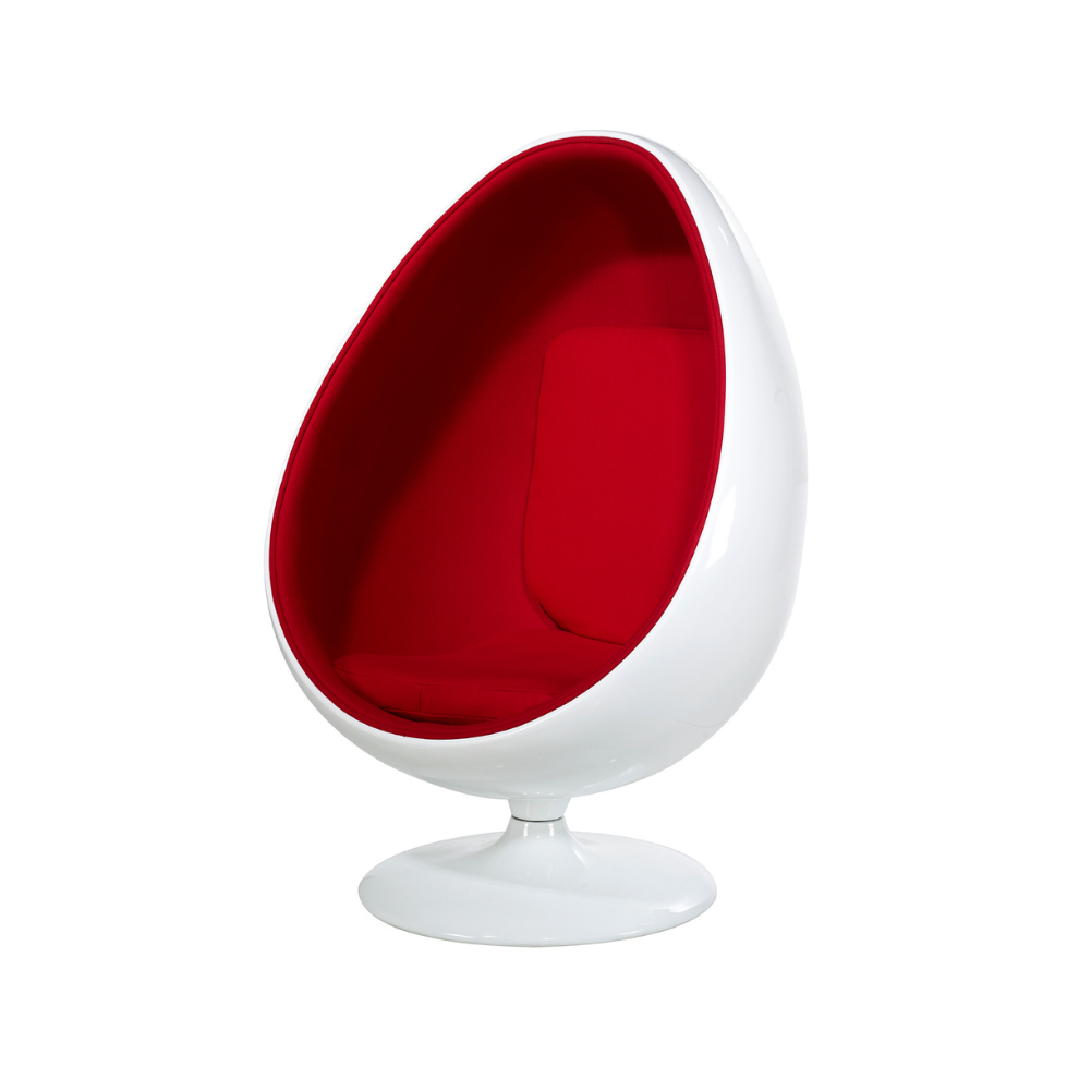 CADEIRÃO EGG EM FIBRA DE VIDRO VERMELHO - 139x80