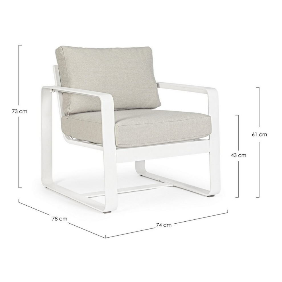 CADEIRÃO DE EXTERIOR MERRIGAN BRANCO C/ALMOFADAS - 74x78