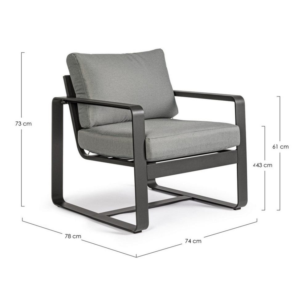 CADEIRÃO DE EXTERIOR MERRIGAN CARVÃO C/ALMOFADAS - 74x78
