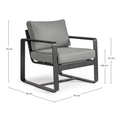 CADEIRÃO DE EXTERIOR MERRIGAN CARVÃO C/ALMOFADAS - 74x78