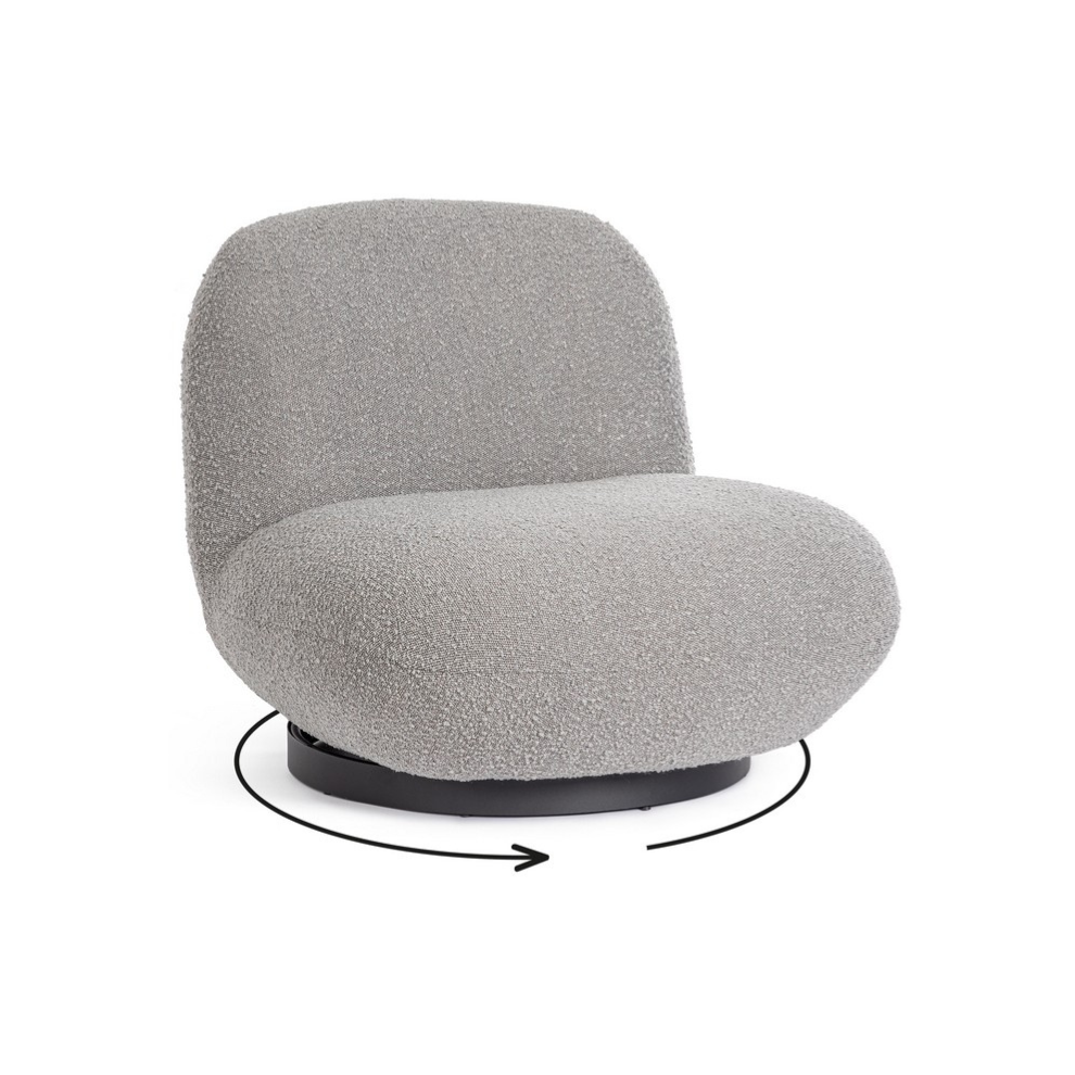 CADEIRÃO MARGOT ROTATIVO GRAY BOUCLÉ - 81x95