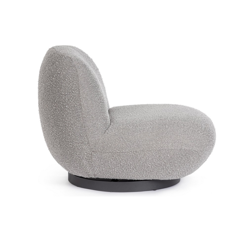 CADEIRÃO MARGOT ROTATIVO GRAY BOUCLÉ - 81x95