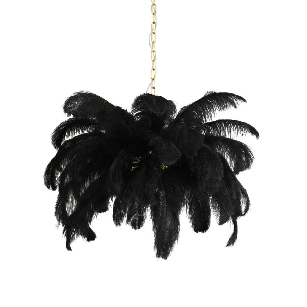 CANDEEIRO SUSPENSO FEATHER DOURADO E PRETO - C80