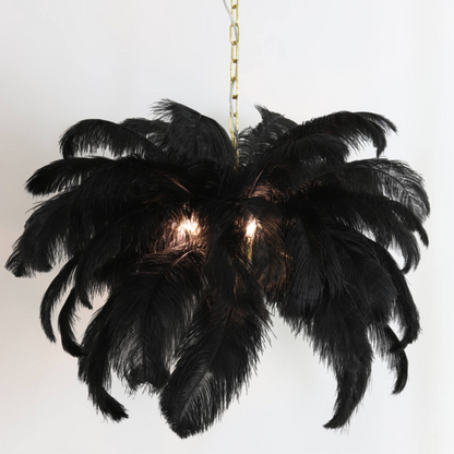 CANDEEIRO SUSPENSO FEATHER DOURADO E PRETO - C80