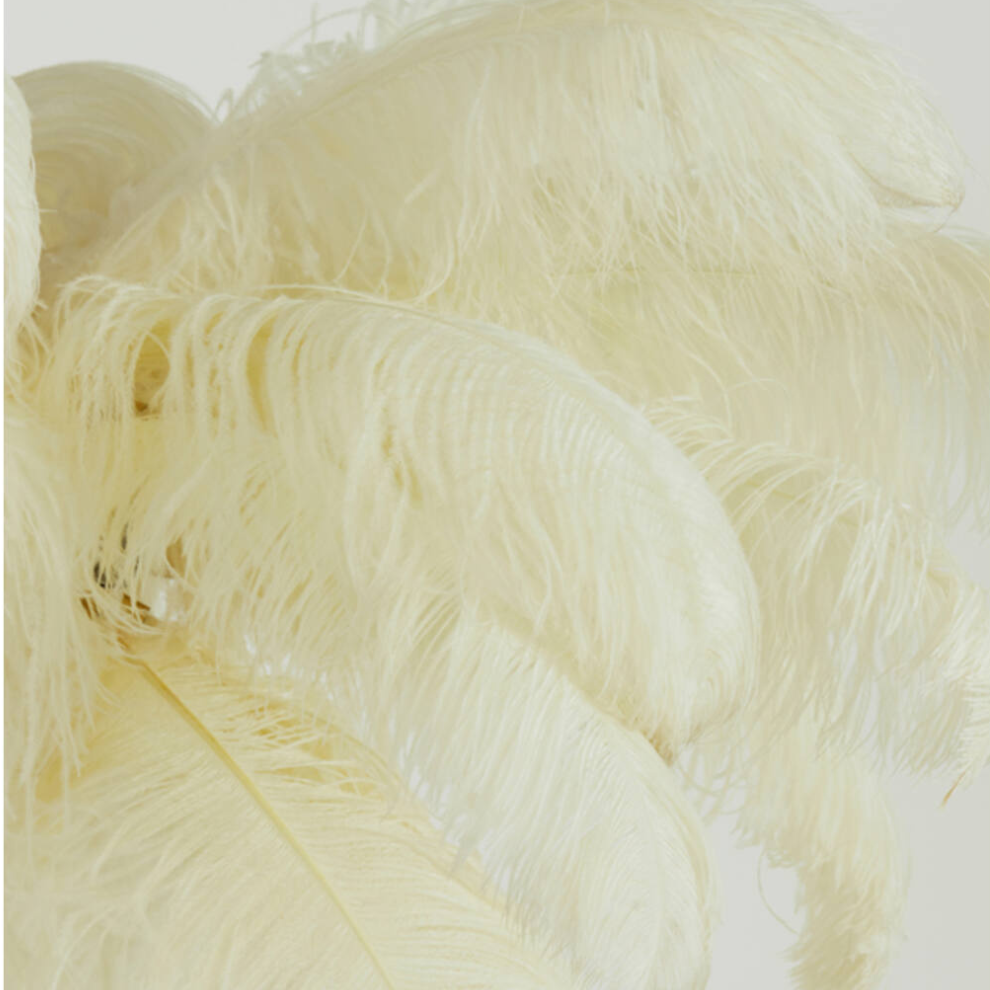 CANDEEIRO SUSPENSO FEATHER DOURADO E BRANCO - C80