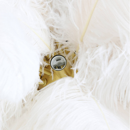 CANDEEIRO SUSPENSO FEATHER DOURADO E BRANCO - C80