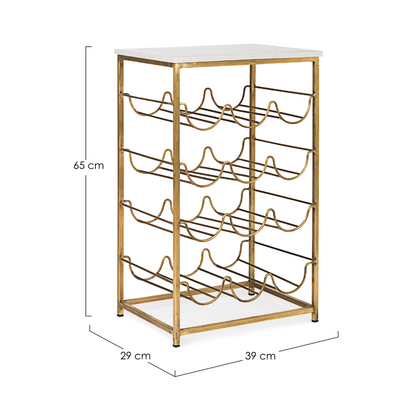 MESA LATERAL C/ TAMPO DE MÁRMORE E SUPORTE DE 12 GARRAFAS - 65x39