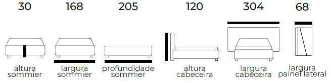 CAMA DE CASAL CARAMEL COM FAIXAS VERTICAIS DOURADAS - 304X120 |AUBE Interiores