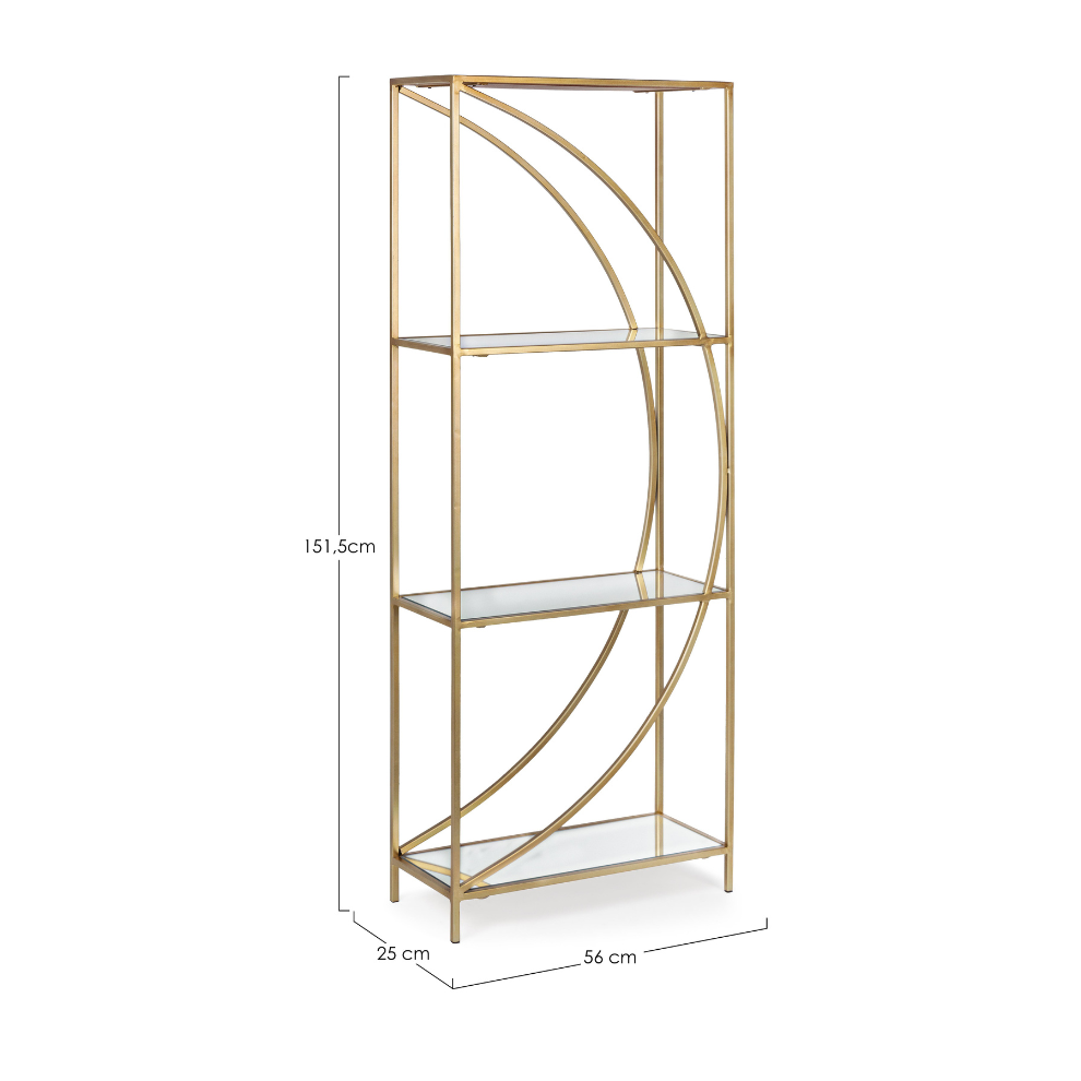 ESTANTE ELENOR C/PRATELEIRAS EM VIDRO 3SH - 176x25,5