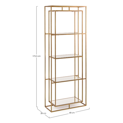 ESTANTE ELENOR C/PRATELEIRAS EM VIDRO 4SH - 172,5x68