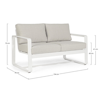 SOFÁ DE EXTERIOR MERRIGAN BRANCO DE 2 LUG C/ALMOFADAS - 134x78